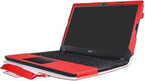 img 4 attached to 🔴 15.6" Acer Aspire 3 A315-51 A315-52 A315-31 A315-21 Series Laptop Case - Premium PU Leather Protective Cover + Travel Tote Bag, Red