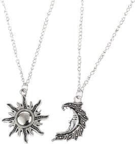 img 1 attached to 🌞 Colorful Bling Sun and Moon Necklace Set - Best Friend & Couple Matching Necklaces Jewelry