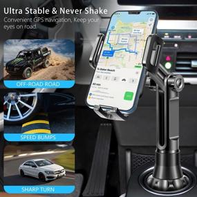 img 3 attached to 📱 JC1 Pro Ver. Car Cup Holder Phone Mount - Adjustable Long Pole Smart Phone Cradle for iPhone 11 Pro, Samsung Galaxy S20+ and More (Black)