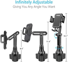 img 1 attached to 📱 JC1 Pro Ver. Car Cup Holder Phone Mount - Adjustable Long Pole Smart Phone Cradle for iPhone 11 Pro, Samsung Galaxy S20+ and More (Black)