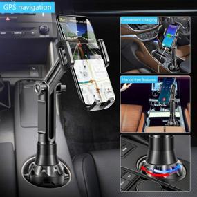 img 2 attached to 📱 JC1 Pro Ver. Car Cup Holder Phone Mount - Adjustable Long Pole Smart Phone Cradle for iPhone 11 Pro, Samsung Galaxy S20+ and More (Black)