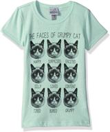 😺 adorable grumpy cat girls' moody kitty graphic t-shirt - a fun and stylish choice! logo