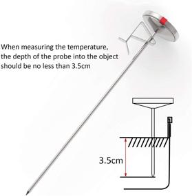 img 1 attached to 🌡️ Candy Thermometer Deep Fry Thermometer Meat Thermometer with 8” Probe - Waterproof Dial, Pot Clip - Fast Instant Read - Large 2.5" Dial, Ideal for Candy, Turkey, BBQ (2.5" Dial) - No Battery Required