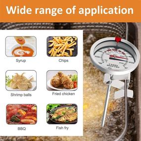 img 2 attached to 🌡️ Candy Thermometer Deep Fry Thermometer Meat Thermometer with 8” Probe - Waterproof Dial, Pot Clip - Fast Instant Read - Large 2.5" Dial, Ideal for Candy, Turkey, BBQ (2.5" Dial) - No Battery Required