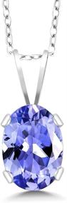 img 2 attached to 💎 Король драгоценных камней 925 стерлингов серебряный кулон с танзанитом и серьгами (1,75 карата, камень-амулет, с серебряной цепью длиной 18 дюймов)
