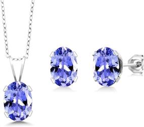img 4 attached to 💎 Король драгоценных камней 925 стерлингов серебряный кулон с танзанитом и серьгами (1,75 карата, камень-амулет, с серебряной цепью длиной 18 дюймов)