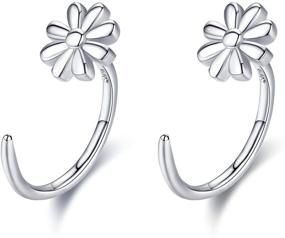 img 4 attached to 🍀 Celtic/Daisy Huggie Hoop Earrings: Stunning 925 Sterling Silver Irish Celtic Knot Jewelry for Women & Girls - Perfect Birthday Gifts