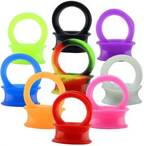 img 4 attached to ZS 9 Silicone Flex Thin Ear Plugs Tunnels Double Flared Gauges Piercing Expander