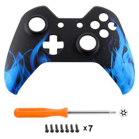 img 2 attached to eXtremeRate Blue Flame Soft Touch Grip Front Housing Shell Faceplate for Xbox One Controller - Compatible with 3.5mm Port and Non-3.5mm Port Models