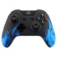 extremerate blue flame soft touch grip front housing shell faceplate for xbox one controller - compatible with 3.5mm port and non-3.5mm port models logo