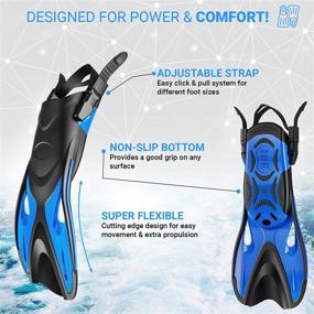 img 3 attached to 🏊 COZIA DESIGN Adjustable Swim Fins - Snorkel Fins for Lap Swimming, Travel Size Scuba Diving Flippers, Neoprene Water Socks Included