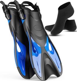 img 4 attached to 🏊 COZIA DESIGN Adjustable Swim Fins - Snorkel Fins for Lap Swimming, Travel Size Scuba Diving Flippers, Neoprene Water Socks Included
