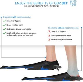 img 2 attached to 🏊 COZIA DESIGN Adjustable Swim Fins - Snorkel Fins for Lap Swimming, Travel Size Scuba Diving Flippers, Neoprene Water Socks Included