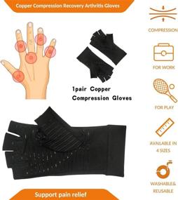 img 2 attached to Optimal Copper Content David Copper Compression Arthritis Gloves. Premium Copper Hand Glove for Carpal Tunnel, Computer Typing, and Daily Hand Support. Perfect Fit for Men and Women (Large).