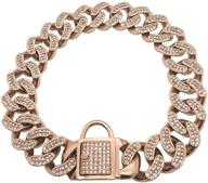 🔗 dupfy luxurious 32mm width heavy duty rose gold cuban dog chain with safety lock, cz diamond embellishment - personalizedl luxury collar for medium to large dogs: american pitbulls, german shepherds, 60cm logo