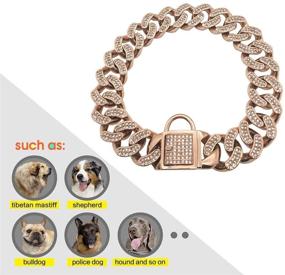 img 3 attached to 🔗 DUPFY Luxurious 32MM Width Heavy Duty Rose Gold Cuban Dog Chain with Safety Lock, CZ Diamond Embellishment - Personalizedl Luxury Collar for Medium to Large Dogs: American Pitbulls, German Shepherds, 60cm