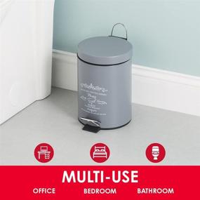 img 1 attached to 🗑️ Paris Collection Home Basics Bathroom Accessories - Grey Stylish Waste Basket for Office, Bedroom, or Bathroom Decor, 3 Liter Bin