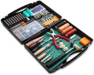🧰 complete leather working tool kit - 273 pieces with box | tools, supplies, cutting mat, hammer, stamping tools, needles, snaps, rivets | ideal for stitching, punching, cutting, sewing, and leather craft making logo
