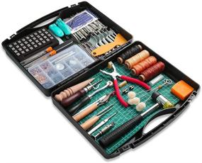 img 4 attached to 🧰 Complete Leather Working Tool Kit - 273 Pieces with Box | Tools, Supplies, Cutting Mat, Hammer, Stamping Tools, Needles, Snaps, Rivets | Ideal for Stitching, Punching, Cutting, Sewing, and Leather Craft Making