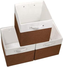 img 4 attached to 13x13 Set of 3 Large Fabric Storage Bins with Dual Handles & Solid Baseboard - Vextronic Cube Storage Baskets for Home, Office Shelf Closet, Toy Organizer, and Clothes Storage Box