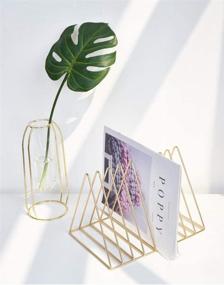 img 1 attached to 📁 Organize in Style: Triangle Metal File Folder Racks and Magazine Holder, Gold by Cq acrylic