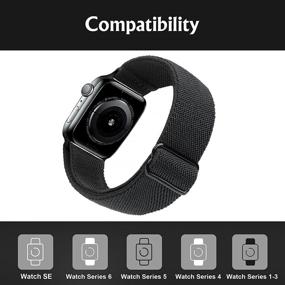 img 3 attached to 📱 Ремешок Arae Stretchy Adjustable Watch Band - Совместим с Apple Watch Band 42mm 44mm 45mm - Спортивный ремешок для iWatch Series 7 6 5 4 SE 3 2 1 - Женщины и мужчины - Черный, 42/44/45мм