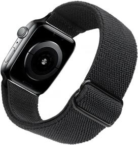 img 4 attached to 📱 Ремешок Arae Stretchy Adjustable Watch Band - Совместим с Apple Watch Band 42mm 44mm 45mm - Спортивный ремешок для iWatch Series 7 6 5 4 SE 3 2 1 - Женщины и мужчины - Черный, 42/44/45мм