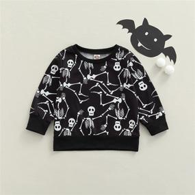 img 3 attached to Halloween Clothes Sweatshirt Toddler Skeleton Boys' Clothing