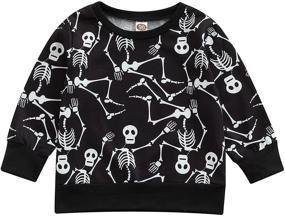 img 4 attached to Halloween Clothes Sweatshirt Toddler Skeleton Boys' Clothing