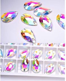 img 2 attached to Flatback Sew Rhinestones Garments Clothes Crafts Sewing Beads Decorations Teardrop