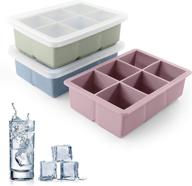 excnorm ice cube trays 3 pack - large silicone ice cube molds with removable lids | reusable, bpa free | ideal for whiskey, cocktails | stackable, flexible & safe ice cube molds logo