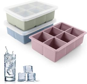 img 4 attached to Excnorm Ice Cube Trays 3 Pack - Large Silicone Ice Cube Molds with Removable Lids | Reusable, BPA Free | Ideal for Whiskey, Cocktails | Stackable, Flexible & Safe Ice Cube Molds