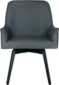 img 4 attached to 🪑 Modern Spire Luxe Swivel Chair: Upholstered Office/Dining Accent Seat with Metal Legs in Charcoal Gray