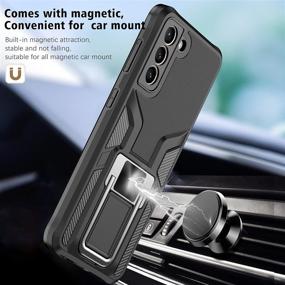 img 3 attached to 📱 SOGCASE Samsung Galaxy S21 5G Kickstand Case - Silicone Soft Shockproof Protective Cover with Metal Ring Holder for Car Phone Mount, Black