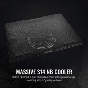 img 3 attached to 🖥️ Thermaltake Massive S14 Mesh Steel Panel Notebook Cooler with 140mm Silent Fan, Adjustable Height Setting - Supports Up to 15 Inch Notebooks, Black