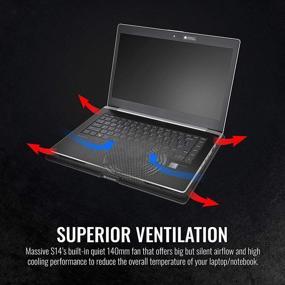 img 2 attached to 🖥️ Thermaltake Massive S14 Mesh Steel Panel Notebook Cooler with 140mm Silent Fan, Adjustable Height Setting - Supports Up to 15 Inch Notebooks, Black