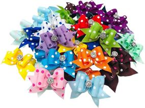 img 3 attached to 10-Piece Set of Dot Hair Bows with Rubber Bands for Grooming Small to Medium Dogs, Puppies, and Cats - Assorted Colors Randomly Selected