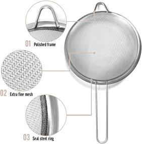 img 3 attached to 🥒 Walfos Fine Mesh Strainers: Premium Stainless Steel Colanders and Sifters – Reinforced Frame and Sturdy Handle for Easy Sifting, Straining, Draining, and Rinsing of Vegetables, Pastas, and Tea (8.7" Size)