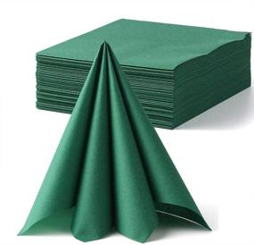 img 4 attached to 💚 JEBBLAS Luxury Green Disposable Dinner Napkins - 50 Count | Elegant Cloth-Like Guest Towels for Parties, Weddings & More