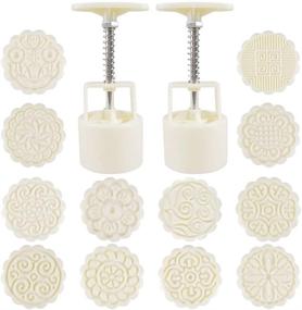 img 4 attached to 🛁 14-Piece Bath Bomb Mold Set: Includes 2 Presses and 12 Unique Stamps for DIY Bath Bombs & Moon Cakes
