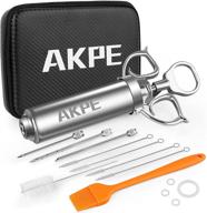 🍖 akpe meat injector: stainless steel syringe for flavorful bbq grill and turkey, 2 oz with 3 needles - easy to use and clean (includes case) logo