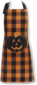 img 2 attached to 🎃 Elrene Home Fashions Farmhouse Living Fall Buffalo Check Pumpkin Pocket Apron/Tablecloth: Black/Orange, 24"x 32