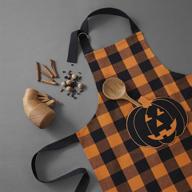 🎃 elrene home fashions farmhouse living fall buffalo check pumpkin pocket apron/tablecloth: black/orange, 24"x 32 logo