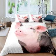 cute pig bedding set for kids – erosebridal pig duvet cover with pillow case – twin size comforter cover with zipper closure – happy farm animal theme logo