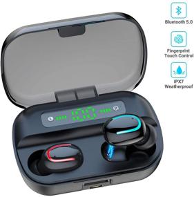 img 3 attached to CUIZI Wireless Earbuds Bluetooth Headphones, 5.0 HD Stereo Sound Wireless Headset, Waterproof IPX7, Built-in Mic, Noise Canceling, Long Playtime, Charging Case