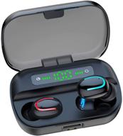 cuizi wireless earbuds bluetooth headphones, 5.0 hd stereo sound wireless headset, waterproof ipx7, built-in mic, noise canceling, long playtime, charging case logo