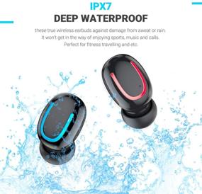 img 1 attached to Беспроводные наушники CUIZI Bluetooth, 5.0 HD стерео звук, водонепроницаемые IPX7, встроенный микрофон, шумоподавление, долгое время работы, зарядный чехол