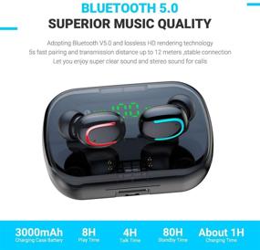 img 2 attached to CUIZI Wireless Earbuds Bluetooth Headphones, 5.0 HD Stereo Sound Wireless Headset, Waterproof IPX7, Built-in Mic, Noise Canceling, Long Playtime, Charging Case