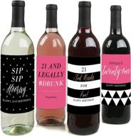 finally 21 – female birthday gift: wine bottle label stickers set of 4 for women логотип