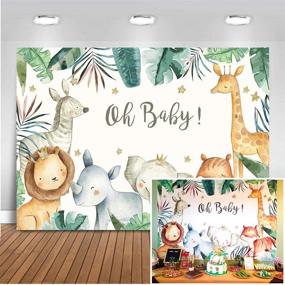 img 4 attached to 🦁 Safari Baby Shower Backdrop | Jungle Theme Baby Shower Background 7x5ft Vinyl | Boy Safari Baby Shower Banner Backdrops